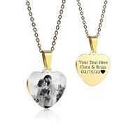 OTXIXTO Ciondolo Cuore Personalizzato per Donne Incisione Nome/Testo/Data Collana con Immagine in Bianco e Nero per Coppie dell'Acciaio Inossidabile Amanti Gioielli Regali per Damigella D'onore(Oro 25