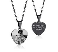 OTXIXTO Ciondolo Cuore Personalizzato per Donne Incisione Nome/Testo/Data Collana con Immagine in Bianco e Nero per Coppie dell'Acciaio Inossidabile Amanti Gioielli Regali per Damigella D'onore(Nero25