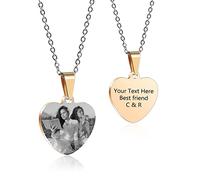 OTXIXTO Ciondolo Cuore Personalizzato per Donne Incisione Nome/Testo/Data Collana con Immagine in Bianco e Nero per Coppie dell'Acciaio Inossidabile Amanti Gioielli per Damigella d'Onore(Oro Rosa 25