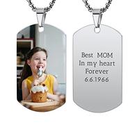 OTXIXTO Collana con Ciondolo con Piastrina per Cani Personalizzata con Incisione di Testo/Immagine Colorata/in Bianco e Nero per Gioielli in Acciaio Inossidabile da Uomo e Donna, con Portachiavi