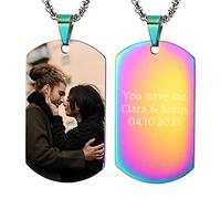 OTXIXTO Collana con Ciondolo con Piastrina per Cani Personalizzata con Incisione di Testo/Immagine Colorata/in Bianco e Nero per Gioielli in Acciaio Inossidabile da Uomo e Donna, con Portachiavi