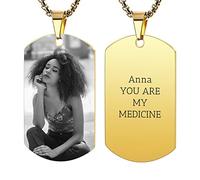 OTXIXTO Collana con Ciondolo con Piastrina per Cani Personalizzata con Incisione di Testo/Immagine Colorata/in Bianco e Nero per Gioielli in Acciaio Inossidabile da Uomo e Donna, con Portachiavi