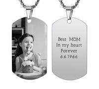 OTXIXTO Collana con Ciondolo con Piastrina per Cani Personalizzata con Incisione di Testo/Immagine Colorata/in Bianco e Nero per Gioielli in Acciaio Inossidabile da Uomo e Donna, con Portachiavi