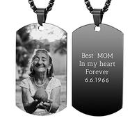 OTXIXTO Collana con Ciondolo con Piastrina per Cani Personalizzata con Incisione di Testo/Immagine Colorata/in Bianco e Nero per Gioielli in Acciaio Inossidabile da Uomo e Donna, con Portachiavi