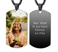 OTXIXTO Collana con Ciondolo con Piastrina per Cani Personalizzata con Incisione di Testo/Immagine Colorata/in Bianco e Nero per Gioielli in Acciaio Inossidabile da Uomo e Donna, con Portachiavi