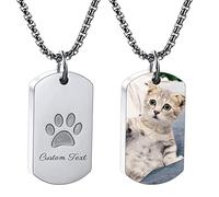 OTXIXTO Collana Urna Personalizzata per Ceneri Medagliette Cani Ciondolo Zampa Stampa Foto/Testo Incisa Cane Gatto Animale Domestico Acciaio Inossidabile Ricordo Gioielli Cremazione con Kit d'imbuto