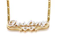OTXIXTO Doppio Placcato Personalizzato Nome Collana Personalizzata Placcata Oro 18K Doppio Strato Nome Targhetta Ciondolo Gioielli Regalo per Donne/Madre/Fidanzata/Moglie (Stile A1: Argento)