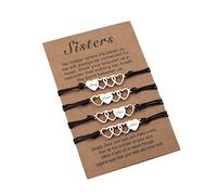 OTXIXTO Insieme del Braccialetto Cuore Acciaio Inossidabile Nome Personalizzato Regalo Migliori Amiche Sorelle Donne -4 Pezzi Argento
