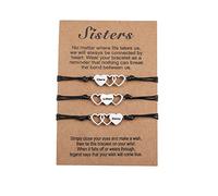 OTXIXTO Insieme del Braccialetto Cuore Acciaio Inossidabile Nome Personalizzato Regalo Migliori Amiche Sorelle Donne -3 Pezzi Argento