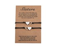 OTXIXTO Insieme del Braccialetto Cuore Acciaio Inossidabile Nome Personalizzato Regalo Migliori Amiche Sorelle Donne -2 Pezzi Argento