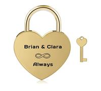 OTXIXTO Lucchetto Cuore Personalizzato Incisione Nome Data con Chiave per Coppia Fidanzato Fidanzata Ponte d'Amore San Valentino Regalo Amante(Bronzo