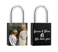 OTXIXTO Lucchetto d'amore Testo Foto Personalizzato per Coppie Innamorati Ponte San Valentino con Chiave - Colore Nero