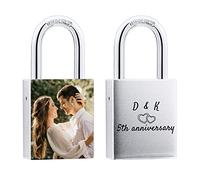 OTXIXTO Lucchetto d'amore Testo Foto Personalizzato per Coppie Innamorati Ponte San Valentino con Chiave - Colore Argento