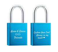 OTXIXTO Lucchetto d'amore Testo Personalizzato per Coppie Innamorati Ponte San Valentino con Chiave - Colore Blu