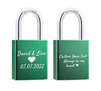 OTXIXTO Lucchetto d'amore Testo Personalizzato per Coppie Innamorati Ponte San Valentino con Chiave - Colore Verde