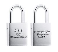 OTXIXTO Lucchetto d'amore Testo Personalizzato per Coppie Innamorati Ponte San Valentino con Chiave - Colore Argento