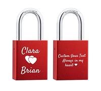OTXIXTO Lucchetto d'amore Testo Personalizzato per Coppie Innamorati Ponte San Valentino con Chiave - Colore Rosso