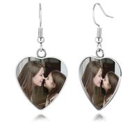 OTXIXTO Orecchini Personalizzati per Donna con Foto Orecchini Pendenti Rotondi/a Cuore/a Goccia in Acciaio Inossidabile/Placcati in Oro/Neri Gioielli Commemorativi Regalo per la Fsta della Mamma - B1