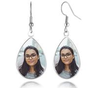 OTXIXTO Orecchini Personalizzati per Donna con Foto Orecchini Pendenti Rotondi/a Cuore/a Goccia in Acciaio Inossidabile/Placcati in Oro/Neri Gioielli Commemorativi Regalo per la Fsta della Mamma - C1