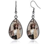 OTXIXTO Orecchini Personalizzati per Donna con Foto Orecchini Pendenti Rotondi/a Cuore/a Goccia in Acciaio Inossidabile/Placcati in Oro/Neri Gioielli Commemorativi Regalo per la Fsta della Mamma - C2