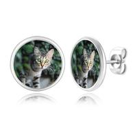 OTXIXTO Orecchini Personalizzati per Donna con Foto Orecchini Pendenti Rotondi/a Cuore/a Goccia in Acciaio Inossidabile/Placcati in Oro/Neri Gioielli Commemorativi Regalo per la Fsta della Mamma - D1