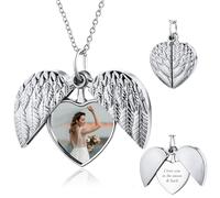 OTXIXTO Personalizzata Foto Argento Cuore Medaglione Collana per Donna Collana con Medaglione Memoriale con Immagine/Testo Interno Memoriale Sunshine Gioielli Regalo per Fidanzata Mamma (Stile B)