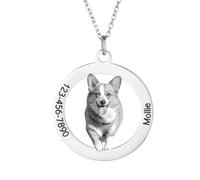 OTXIXTO Personalizzata Foto Collana Acciaio Inossidabile Gatto Cane Immagine Bianco & Nero Ciondolo a Forma di Rotondo Regali Personalizzati per Donne/Uomini/Amante degli Animali Domestici