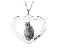 OTXIXTO Personalizzata Foto Collana Acciaio Inossidabile Gatto Cane Immagine Bianco & Nero Ciondolo a Forma di Cuore Regali Personalizzati per Donne/Uomini/Amante degli Animali Domestici