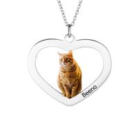 OTXIXTO Personalizzata Foto Collana Acciaio Inossidabile Gatto Cane Immagine Colore Ciondolo a Forma di Cuore Regali Personalizzati per Donne/Uomini/Amante degli Animali Domestici