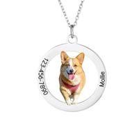 OTXIXTO Personalizzata Foto Collana Acciaio Inossidabile Gatto Cane Immagine Colore Ciondolo a Forma di Rotondo Regali Personalizzati per Donne/Uomini/Amante degli Animali Domestici