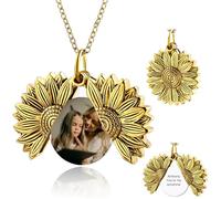 OTXIXTO Personalizzata Foto Oro Girasole Medaglione Collana per Donna Collana con Medaglione Memoriale con Immagine/Testo Interno Memoriale Sunshine Gioielli Regalo per Fidanzata Mamma (Stile A)