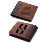 OTXIXTO Personalizzata Foto Portafoglio Bifold in Pelle da Uomo Inciso Foto/Iniziale/Nome/Testo Portafogli Uomo per Papà Marito Figlio Testimoni Dello Sposo Fidanzato Regali (Stile B: Marrone Chiaro)