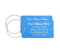 OTXIXTO Personalizzato Etichetta Bagagli in Metallo Inciso Laser Etichette Bagagli in Alluminio per Valigia Zaino Borse da Viaggio Regalo per Appassionati di Viaggi (2 Blu Orizzontale)