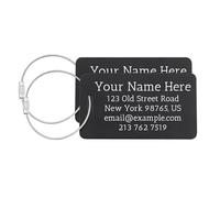 OTXIXTO Personalizzato Etichetta Bagagli in Metallo Inciso Laser Etichette Bagagli in Alluminio per Valigia Zaino Borse da Viaggio Regalo per Appassionati di Viaggi (2 Nero Orizzontale)