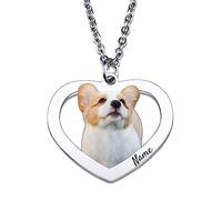 OTXIXTO Personalizzato Gatto Cane Animale Domestico Ritratto Immagine e Nome Ciondolo Collana Regalo Commemorativo per l'amante Dell'animale Domestico (1 Nome, Cornice A Forma di Cuore)