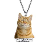 OTXIXTO Personalizzato Gatto Cane Animale Domestico Ritratto Immagine e Nome Ciondolo Collana Regalo Commemorativo per l'amante Dell'animale Domestico (1 Nome, Cornice di Animale Domestico)