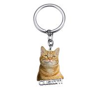 OTXIXTO Portachiavi con Foto Personalizzata Ciondolo Ritratto di Cane/Gatto - Regalo Commemorativo per Gli Amanti degli Animali Domestici (1 Nome, Cornice di Animale Domestico)