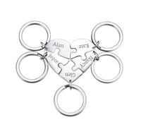 OTXIXTO Portachiavi Pezzo Puzzle a Cuore Argento/Oro/Nero Personalizzato Portachiavi Puzzle Nomi Personalizzato con Pietra di Nascita Set di Portachiavi Incisi in Acciaio Inox per Coppie Sorelle Amici
