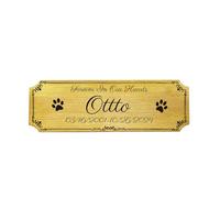OTXIXTO Targhetta Personalizzata con Nome Targa Personalizzata per Scrivanie da Ufficio Porta Parete Trofeo Targhetta Citofono Esterno con Supporto Autoadesive (Oro, Angolo Dentellato, 3" x 1")