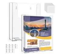 OTYMIOW Porta Volantini da Parete Trasparente 2PZ Porta Brochure A4 Porta Depliant A4 Plexiglass con 7 Viti Espositore per Brochure Volantini da Montare a Parete Supporto da Parete per Cataloghi