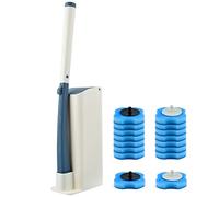 OTYMIOW Scopino Usa e Getta con Supporto Kit di Scopino Usa e Getta per WC con 16 Testine di Ricambio Monouse per Bacchetta Igienica Porta Scopino per Bagno Sponge Head Testina in Spugna per Tazza WC