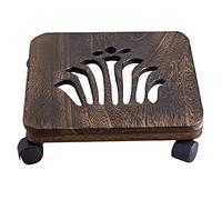 OU, Supporto per piante in legno con ruote bloccabili a 360°, carrello quadrato per piante da interno/esterno, supporto per vasi da fiori per patio, 20,3 cm (C)