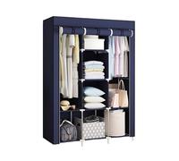 OUBBDVRT Armadio per abiti da letto rastrellina con copertina per abiti appesi armadi portatili con scaffali di stoccaggio per l'appartamento a casa (blu)