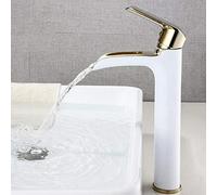 OUBBDVRT Bacini Alti Mixer a Rubinetto lavello del Bagno a Cascata sopra Il banco di Bacino Calda e Fredda buca Singolo a Cascata Bagno-Bagno-bhite-Bianco (Blanc)