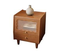 OUBBDVRT Comodino in legno rustico con 2 cassetti di stoccaggio porte e porte in vetro il comodino ideale per arredamento per camera da letto (colore in legno di ciliegio)