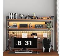 OUBBDVRT Libreria libreria organizzatore di stoccaggio desktop libreria di libreria mobili da scrivania scrivania librerie a 2 livelli di ferro e tavola di densità Despration (nero, 115 * 20 * 98cm)