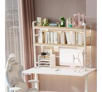 OUBBDVRT Libreria libreria organizzatore di stoccaggio desktop libreria di libreria mobili da scrivania scrivania librerie a 2 livelli di ferro e tavola di densità Despration (nero, 115 * 20 * 98cm)