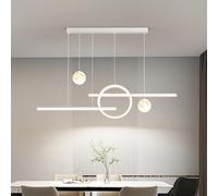 OUBBDVRT Linear Mid Century Modern Latte Moderno Milk White Moon Ball Remote Control LED Dimmable ING per Sala da Pranzo Tavolo da Cucina Bar Ristorante, 100W