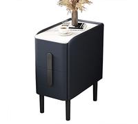 OUBBDVRT Mid secolo moderno tavolo laterale stretto con 2 cassetti piccoli comodini per fine comodino spaziale per camera da letto o soggiorno divano blu scuro tavolo 30x40x48cm