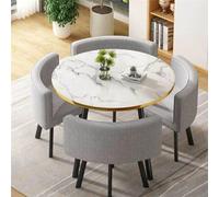 OUBBDVRT Set da tavolo da pranzo rotondo a 5 pezzi-bar per la colazione in cucina con 1 tavolo rotondo e 4 sedie, mobili per il risparmio spaziale per sala da pranzo, 80x75 cm (31.5x29.5in)